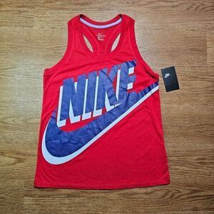 Nike Sportswear NSW USA Red Tank Top Women's Medium M Blue White Swoosh Logo New
